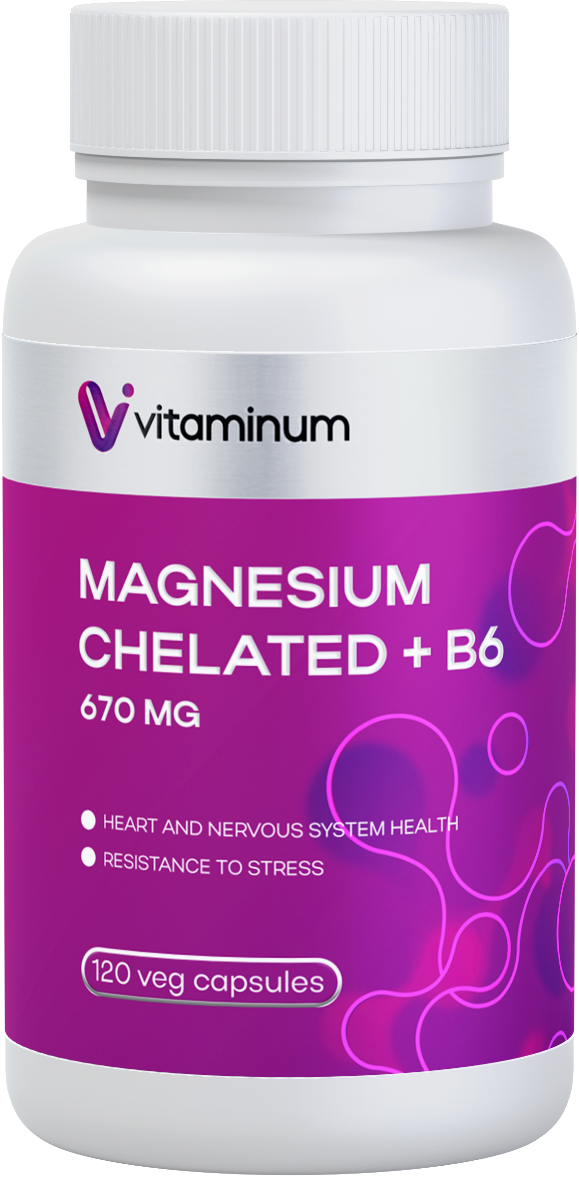  Vitaminum МАГНИЙ ХЕЛАТ + витамин В6 (670 MG) 120 капсул 800 мг  в Саратове